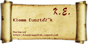 Klemm Euszták névjegykártya
